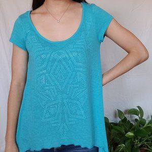 Flowy lettuce edge teal top